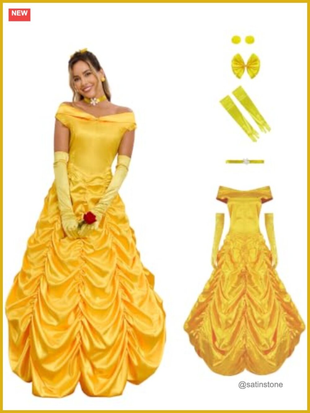 Satin Princess Costume Off Shoulder Long Ball Gown with Gloves Choker Cosplay